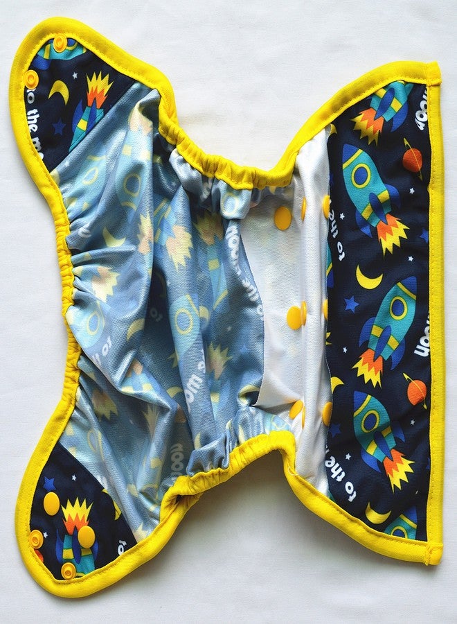 Hibaby One Size Cloth Diaper Cover Snap with Double Gusset (Rocket) - Image 3